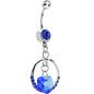 Sapphire Gem Circular Heart Drop Belly Ring