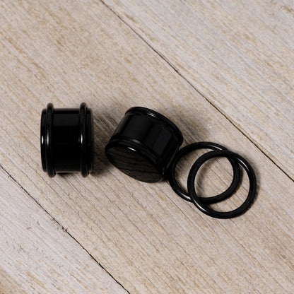 5/8 Black Acrylic Straight Plug Set