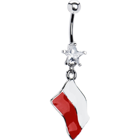 Poland Flag Dangle Belly Ring