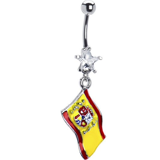 Spain Flag Dangle Belly Ring