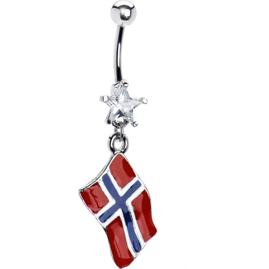 Norway Flag Dangle Belly Ring