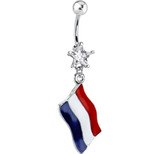 Holland Flag Dangle Belly Ring