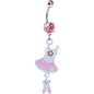 Pink Cubic Zirconia Tutu Ballerina Belly Ring