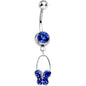 Blue Gem Butterfly Sparkle Dangle Belly Ring