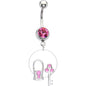 Pink Gem Key to My Heart Belly Ring