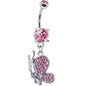 Pristine Pink Cubic Zirconia Profile Butterfly Belly Ring