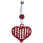 Snazzy Vertical Red Gem Heart Belly Ring