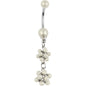 Cream Duality Dapper Drop Faux Pearl Belly Ring