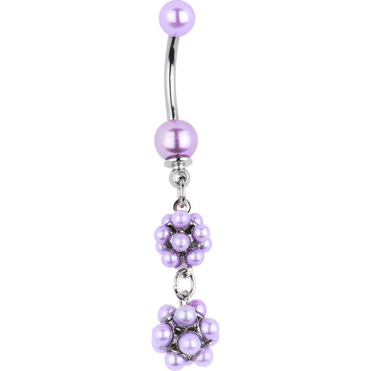 Purple Duality Dapper Drop Faux Pearl Belly Ring