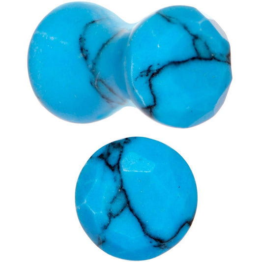 4 Gauge Turquoise Natural Stone Saddle Plug Set