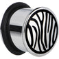 9/16 Stainless Steel Black Zebra Striped Plug
