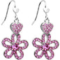 Perfect Pink Crystal Heart and Posy Flower Earrings