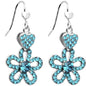 Illustrious Aqua Crystal Heart and Posy Flower Earrings