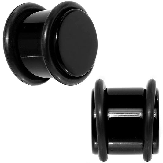 13mm Black Acrylic Straight Plug Pair