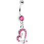 Pink Cubic Zirconia Endless Love Heart Belly Ring