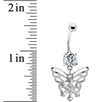 Crystalline Gem Encompass Butterfly Belly Ring