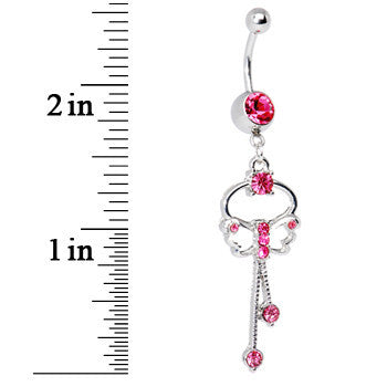 Butterfly Wishes Pink CZ Belly Ring