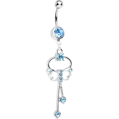 Butterfly Wishes Blue CZ Belly Ring