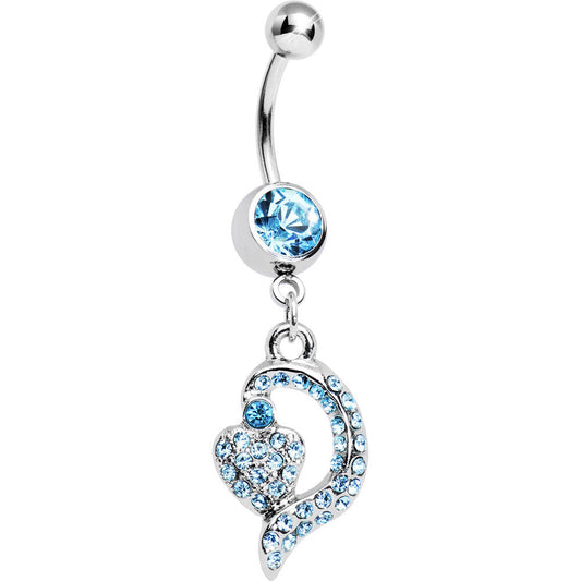 Aqua Gem Dynamic Heart Belly Ring