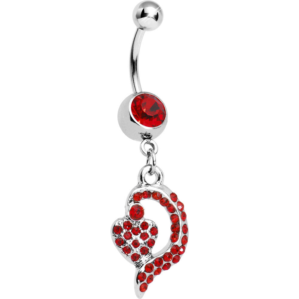 Red Gem Dynamic Heart Belly Ring