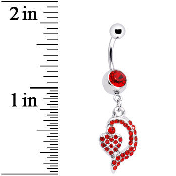 Red Gem Dynamic Heart Belly Ring