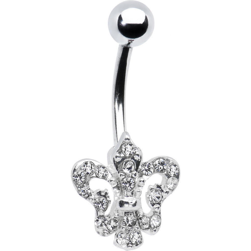 Clear Gem Fleur De Lis Belly Ring