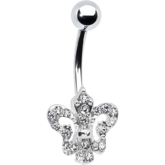 Clear Gem Fleur De Lis Belly Ring