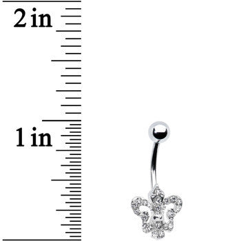 Clear Gem Fleur De Lis Belly Ring