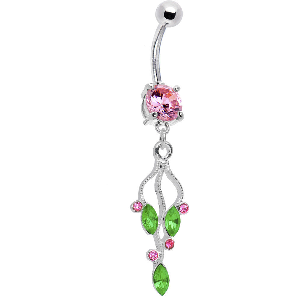 Pink CZ Stunning Ivy Drop Belly Ring