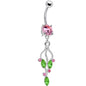 Pink CZ Stunning Ivy Drop Belly Ring