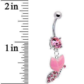 Pink Gem Sparkling Snail Belly Ring