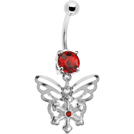 Ruby Red Gem Encompass Butterfly Belly Ring