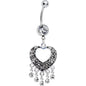 Crystalline Gem Hollow Heart Chandelier Belly Ring