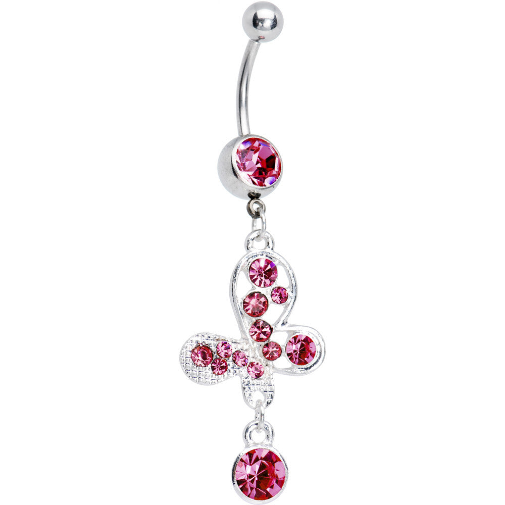 Pink Gem Modernistic Artistic Belly Ring