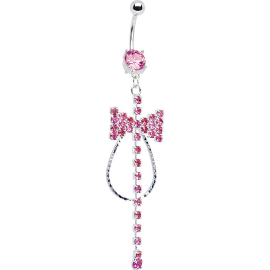 Pink Jeweled Tuxedo Bow Tie Belly Ring