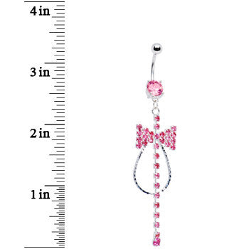 Pink Jeweled Tuxedo Bow Tie Belly Ring