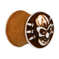 00 Gauge Brown White Resin Skull Saddle Plug