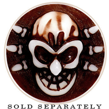 00 Gauge Brown White Resin Skull Saddle Plug