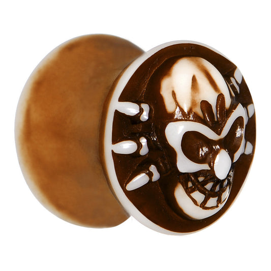 1/2 Brown White Resin Skull Saddle Plug