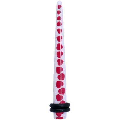 4 Gauge White Red Heart Acrylic Ear Taper