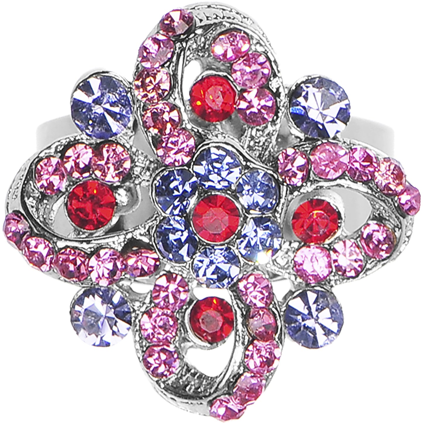 Dazzling Impressions Flower Adjustable Ring