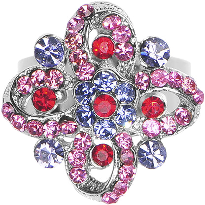 Dazzling Impressions Flower Adjustable Ring