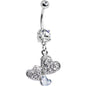 Crystalline Gem Trio of Hearts Belly Ring