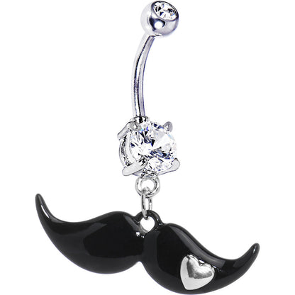 Clear Heart Mustache Belly Ring
