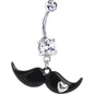 Clear Heart Mustache Belly Ring
