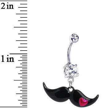 Pink Heart Mustache Belly Ring