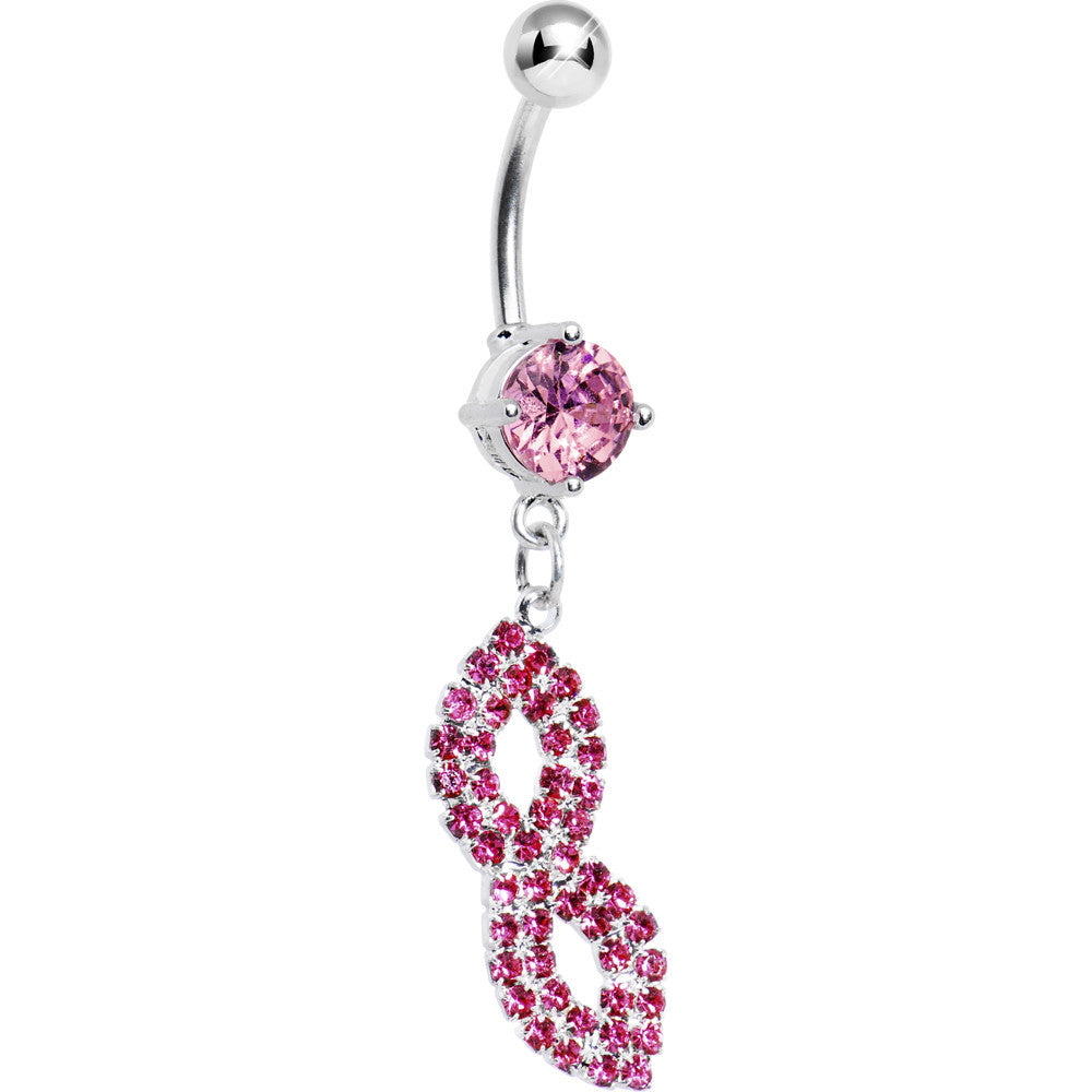 Pink Gem Masquerade Mask Belly Ring