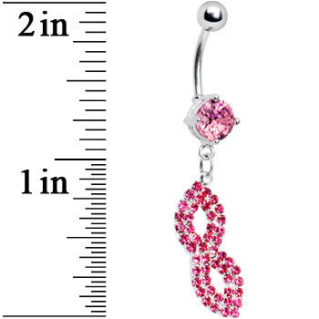 Pink Gem Masquerade Mask Belly Ring