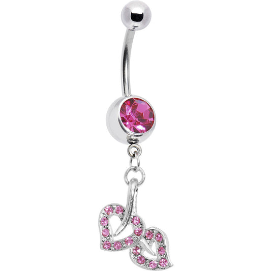 Pink Gem Soul mate Heart Belly Ring