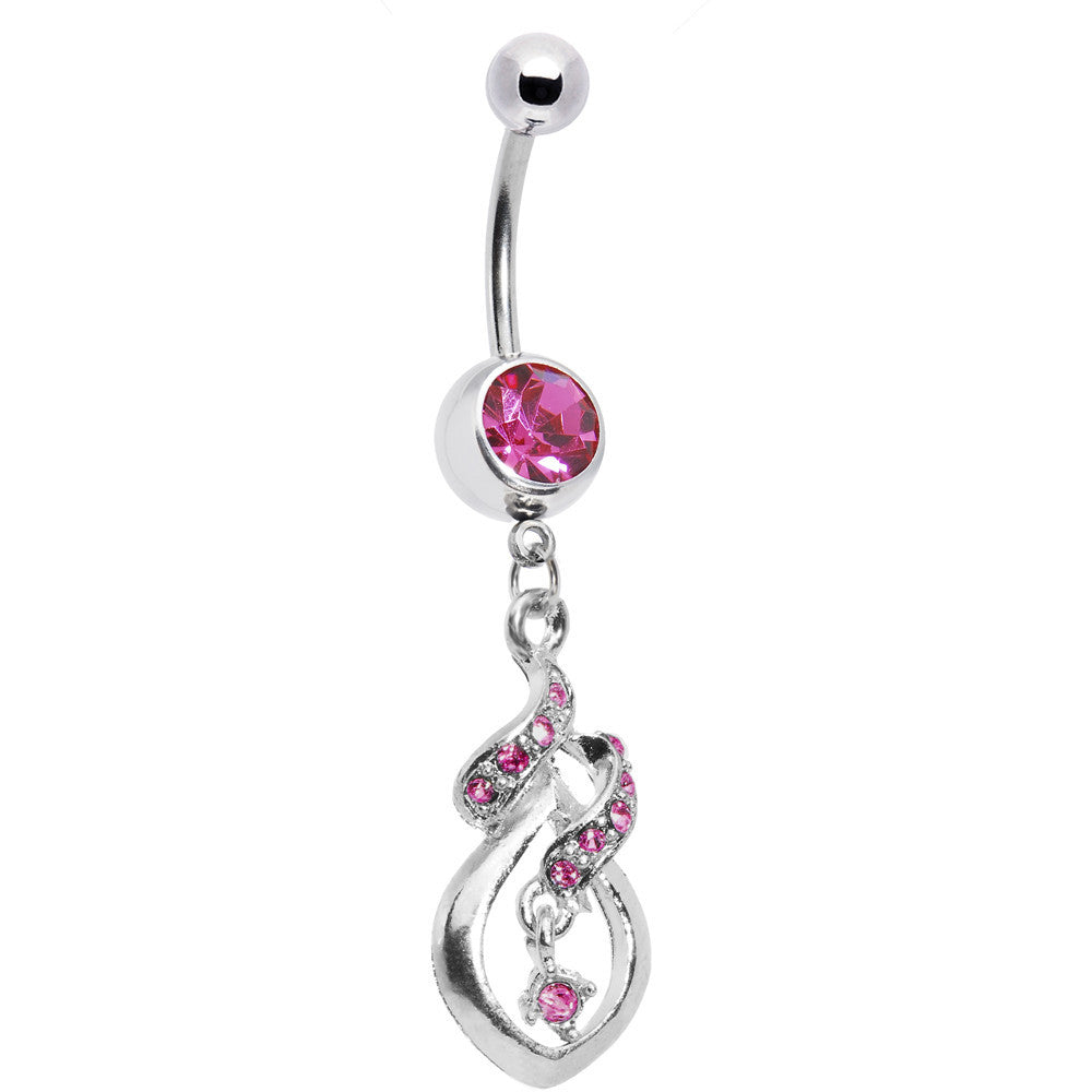 Pink Gem Distinctive Teardrop Belly Ring